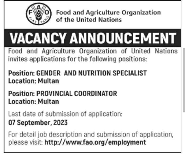 Food And Agricuture Jobs In Multan