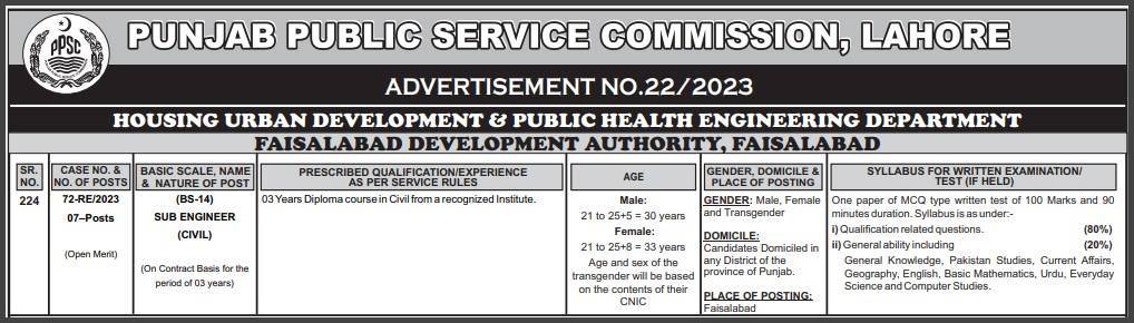 Sub-Engineer-Civil-Jobs-PPSC-Advertisement