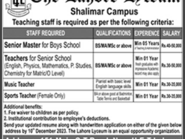 Teaching-Vacancies-Lahore